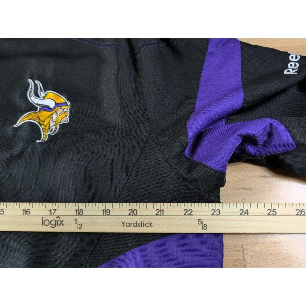 Minnesota Vikings Reebok On Field 1/4 Zip Pullover Jacket Medium Black Purple